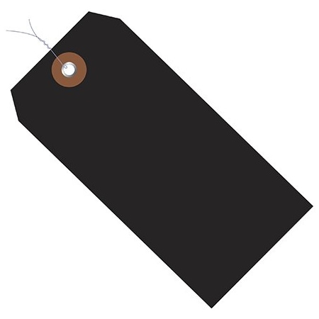 Bsc Preferred 6 1/4 x 3 1/8'' Black Plastic Shipping Tags - Pre-Wired, 100PK BUY00015812